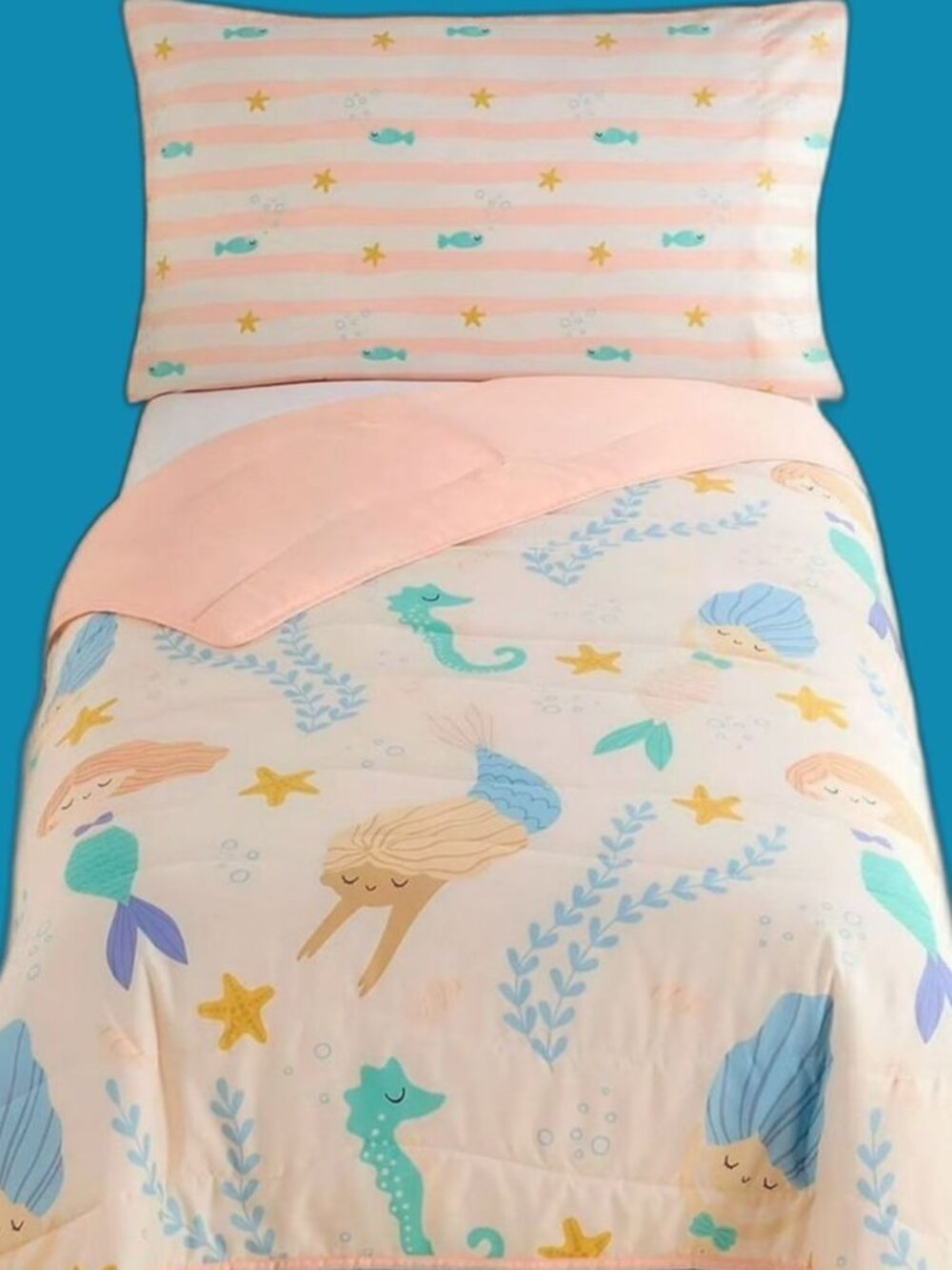 Parent's Choice Girls Toddler Bedding Set Mermaid Under The Sea 2 Piece NEW